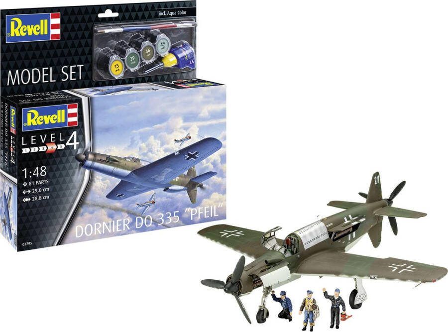 Revell 1:48 63795 Dornier Do 335 Pfeil Propeller Vliegtuig Model Set Plastic Modelbouwpakket