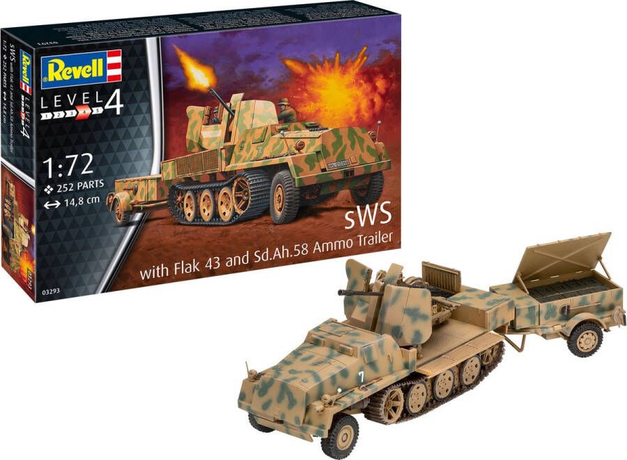 Revell 1:72 03293 sWS mit Flak-Aufbau als Sfl. mit 3 7cm Flak 43 Plastic kit