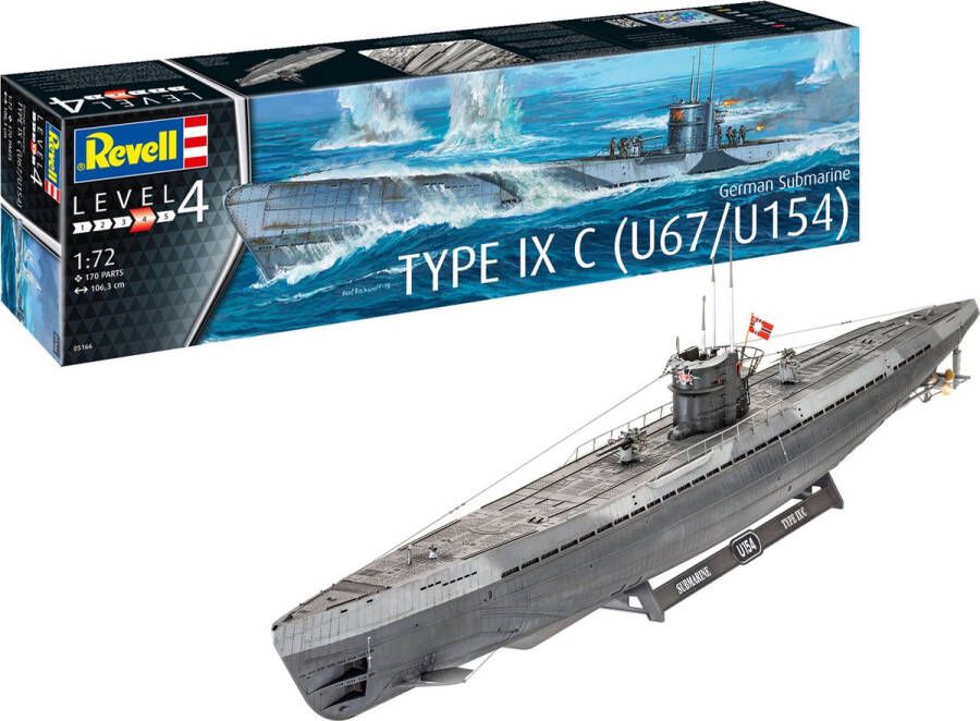 Revell 1:72 05166 German Submarine Type IX C U67 or U154 Plastic kit