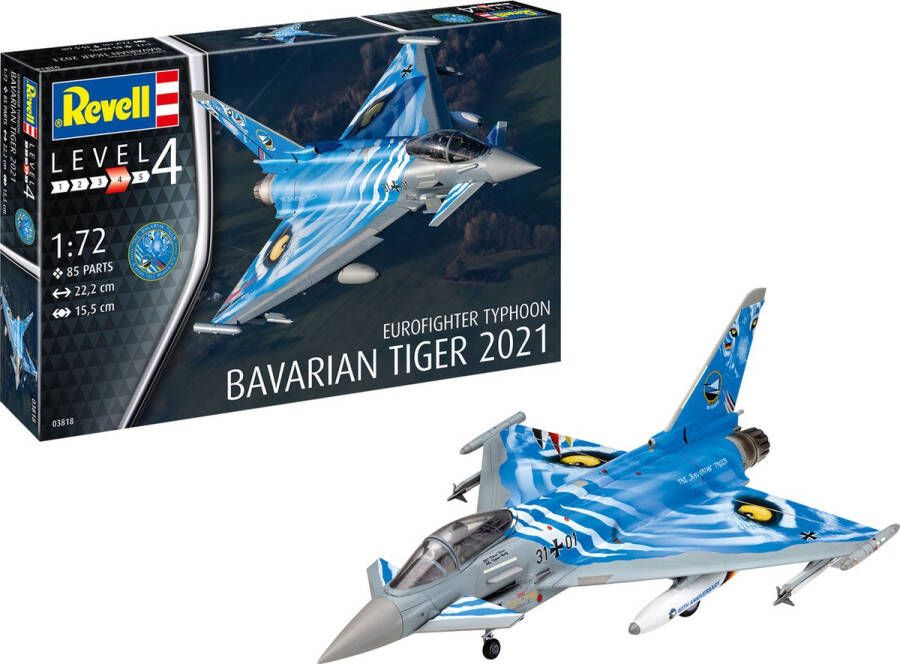 Revell 1:72 63818 Eurofighter Typhoon Bavarian Tiger 2 Model Set Plastic Modelbouwpakket