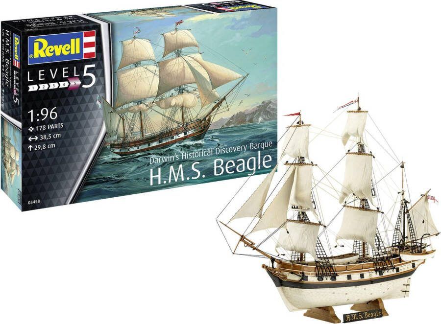 Revell 1:96 05458 H.M.S. Beagle -Darwin's Historical Discovery Barque Schip Plastic Modelbouwpakket