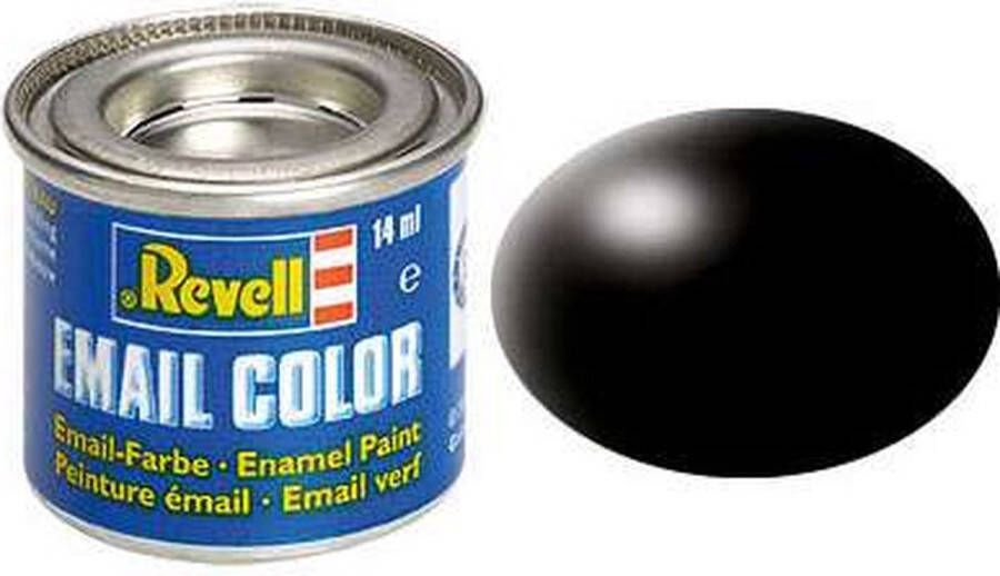 Revell #302 Black Satin RAL9005 Enamel 14ml Verf potje