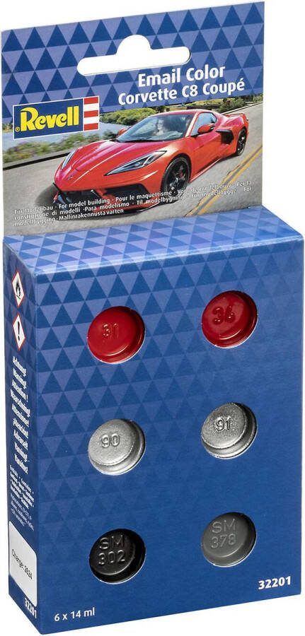 Revell 32201 Verfkleuren voor Chevrolet Corvette C8 Coupe 6x14ml Enamel Set Verf set