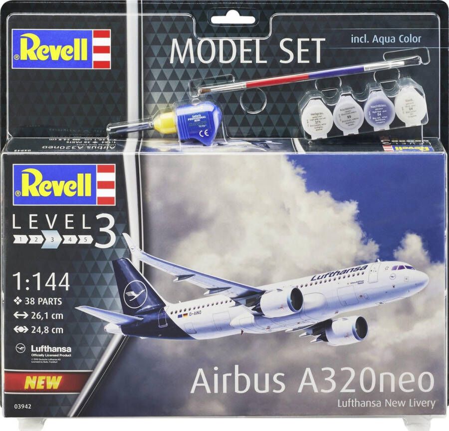 Revell 1:144 63942 Airbus A320neo Lufthansa New Livery Model Set Plastic Modelbouwpakket