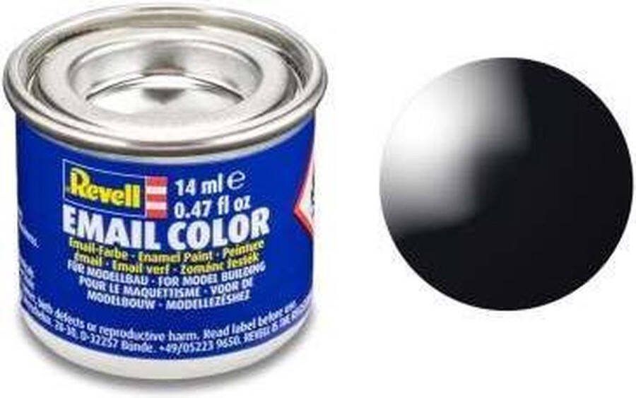 Revell #7 Black Gloss RAL9005 Enamel 14ml Verf potje