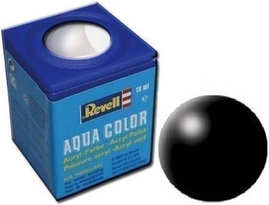 Revell Aqua #302 Black Satin RAL9005 Acryl 18ml Verf potje