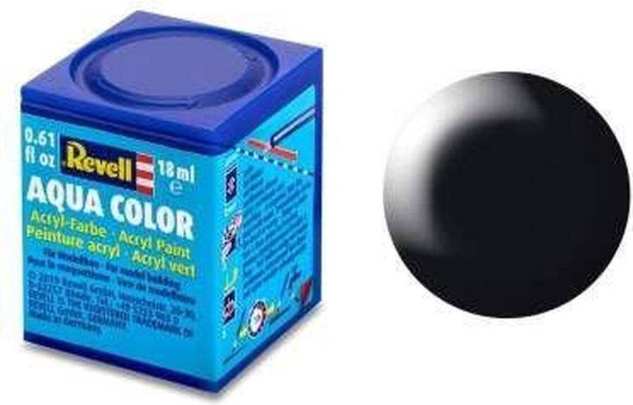 Revell Aqua #302 Black Satin RAL9005 Acryl 18ml Verf potje