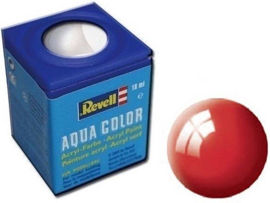 Revell Aqua #31 Fire Red Gloss RAL3000 Acryl 18ml Verf potje