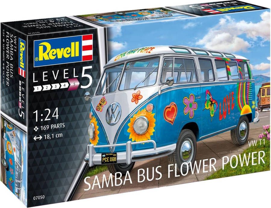 Revell 1:24 07050 Volkswagen VW Samba T1 Flower Power Plastic Modelbouwpakket