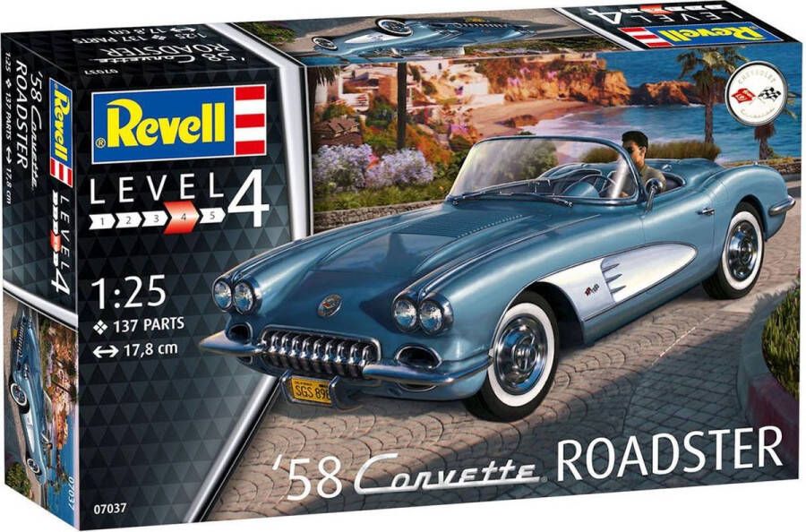 Revell Modelbouwset '58 Corvette Roadster 1:25 Blauw 137-delig