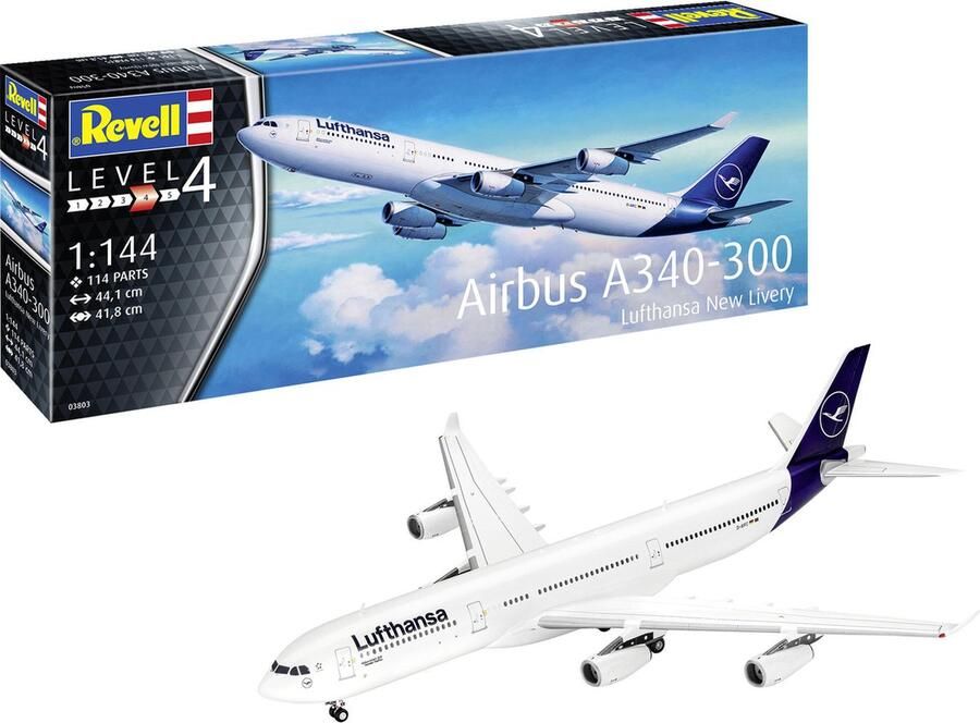 Revell 1:144 03803 Airbus A340-300 Lufthansa New Livery Vliegtuig Plastic Modelbouwpakket