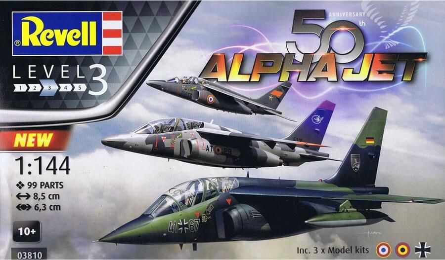 Revell 1:144 03810 50th Anniversary Alpha Jet Planes 3 Kits! Plastic Modelbouwpakket