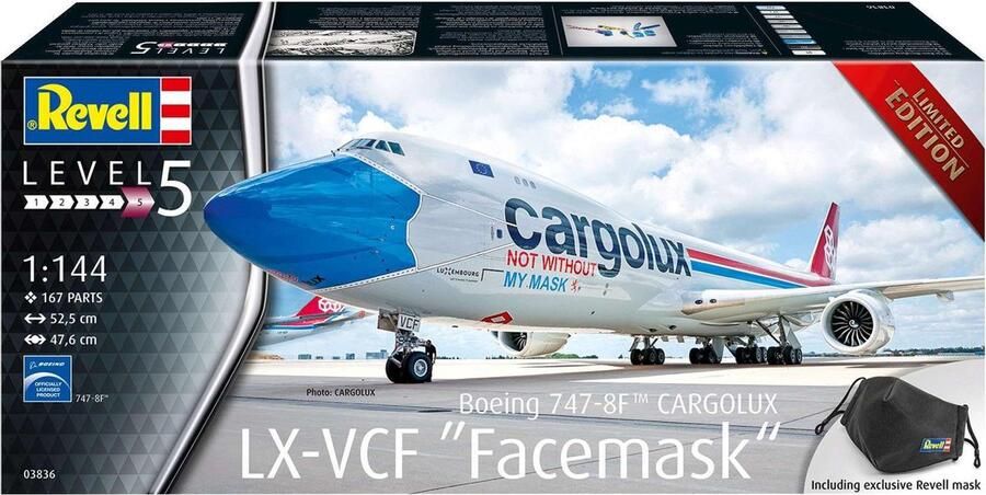 Revell 1:144 03836 Boeing 747-8F Cargolux LX-VCF Facemask Plastic kit