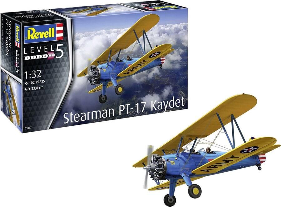 Revell 1:32 03837 Stearman PT-17 Kaydet Plane Plastic Modelbouwpakket