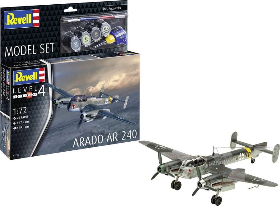 Revell 1:72 63798 Arado Ar 240 Propeller Vliegtuig Model Set Plastic Modelbouwpakket