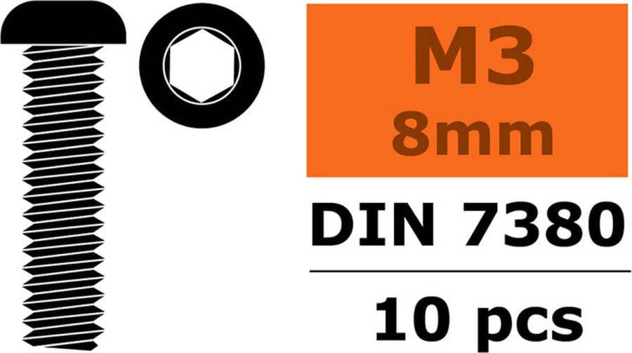 Revtec Laagbolkopschroef Binnenzeskant M3X8- Staal 10 st