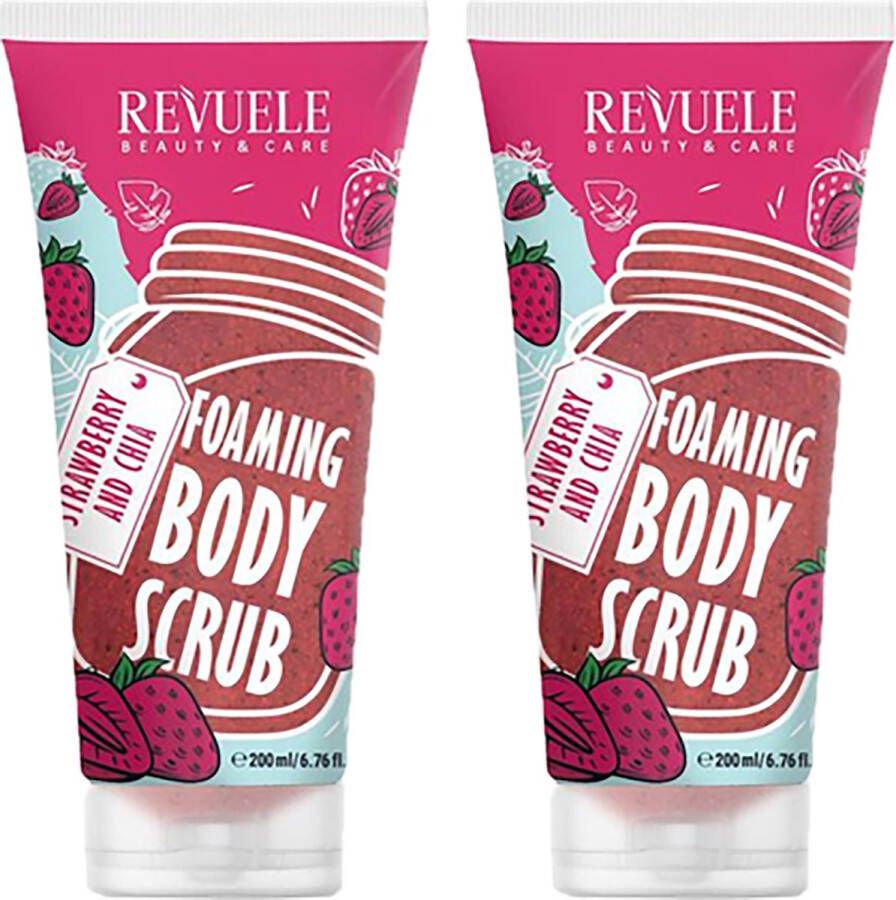 REVUELE Foaming Body Scrub Strawberry & Chia 2 x 200ml voordeelverpakking