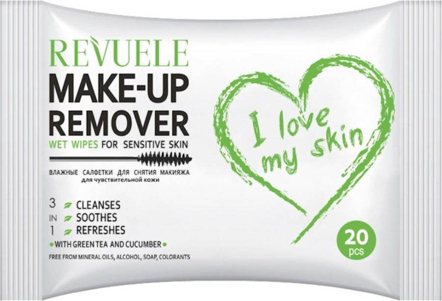 REVUELE Make-Up Remover Doekjes Groene thee komkommer 20st