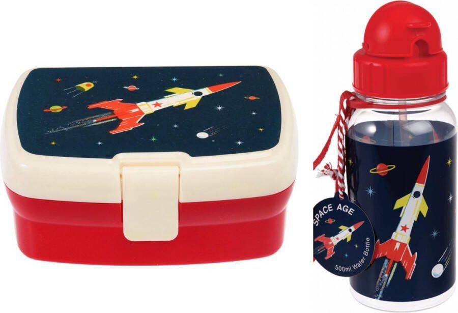 Rex London Lunchbox set met Broodtrommel Drinkfles Raket