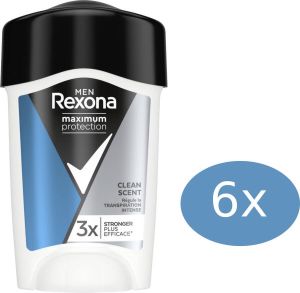 Rexona Deodorant Stick Men Maximum Protection Clean Scent Deodorant 6x 45 ml Voordeelverpakking