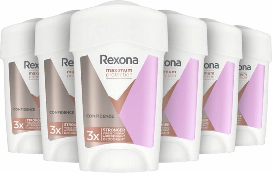 Rexona Deodorant Vrouw Stick Women Maximum Protection Confidence Cream 6x 45ml Voordeelverpakking