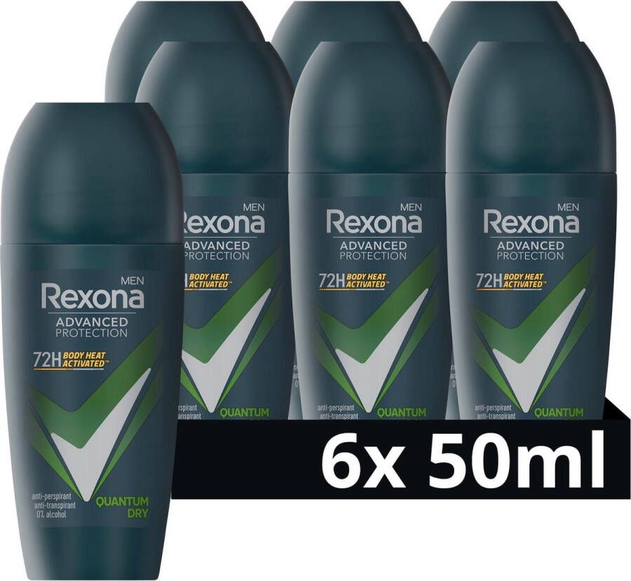 Rexona Men Advanced Protection Anti-Transpirant Roller Quantum Dry met Body Heat Activated Technologie 6 x 50 ml