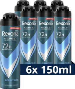 Rexona Men Advanced Protection Cobalt Dry Anti-Transpirant Spray 6 x 150 ml Voordeelverpakking