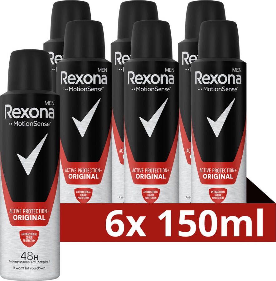 Rexona Men Anti-Transpirant Spray Active Protection+ Original met MotionSense Technologie 6 x 150 ml