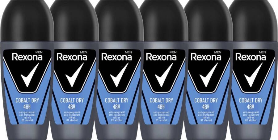 Rexona Men Cobalt Dry Deodorant Man Roll On 6 x 50ml Deo Heren