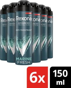 Rexona Men Advanced Protection Marine Fresh deodorant 6 x 150 ml voordeelverpakking