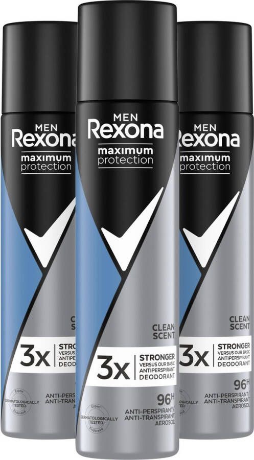 Rexona Men Maximum Protection Clean Scent Deodorant 3 x 100 ml Voordeelverpakking