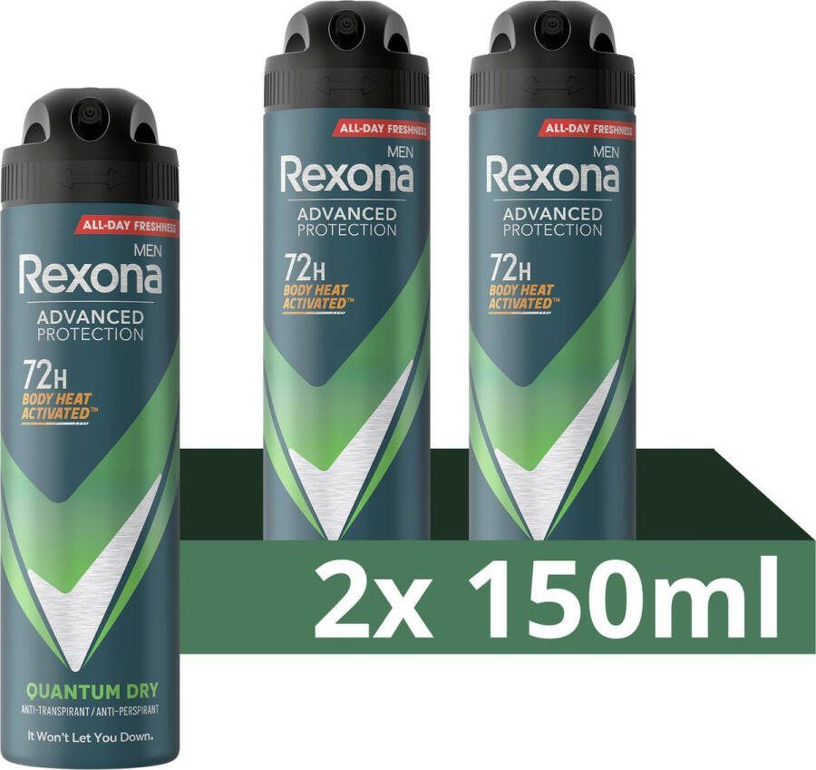 Rexona Men Rexona Advanced Protection Anti-Transpirant Deodorant Spray Quantum Dry met MotionSense Technologie 2 x 150 ml