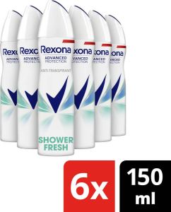 Rexona Woman Shower Fresh Anti-transpirant Deodorant Spray 6 x 150 ml Voordeelverpakking