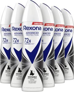 Rexona Women Advanced Protection Invisible On Black + White Clothes deodorant 6 x 150 ml voordeelverpakking