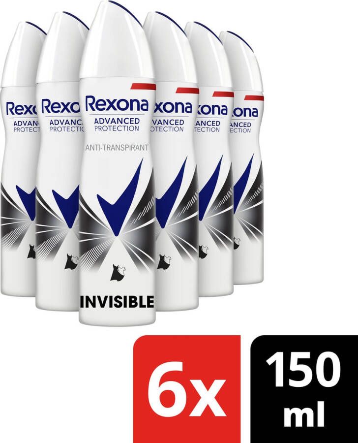Rexona Women Advanced Protection Invisible On Black + White Clothes deodorant 6 x 150 ml voordeelverpakking