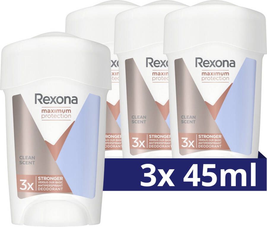 Rexona Women Maximum Protection Anti-Transpirant Deodorant Stick Clean Scent 3x actievere bescherming dan onze reguliere anti-transpirant 3 x 45 ml