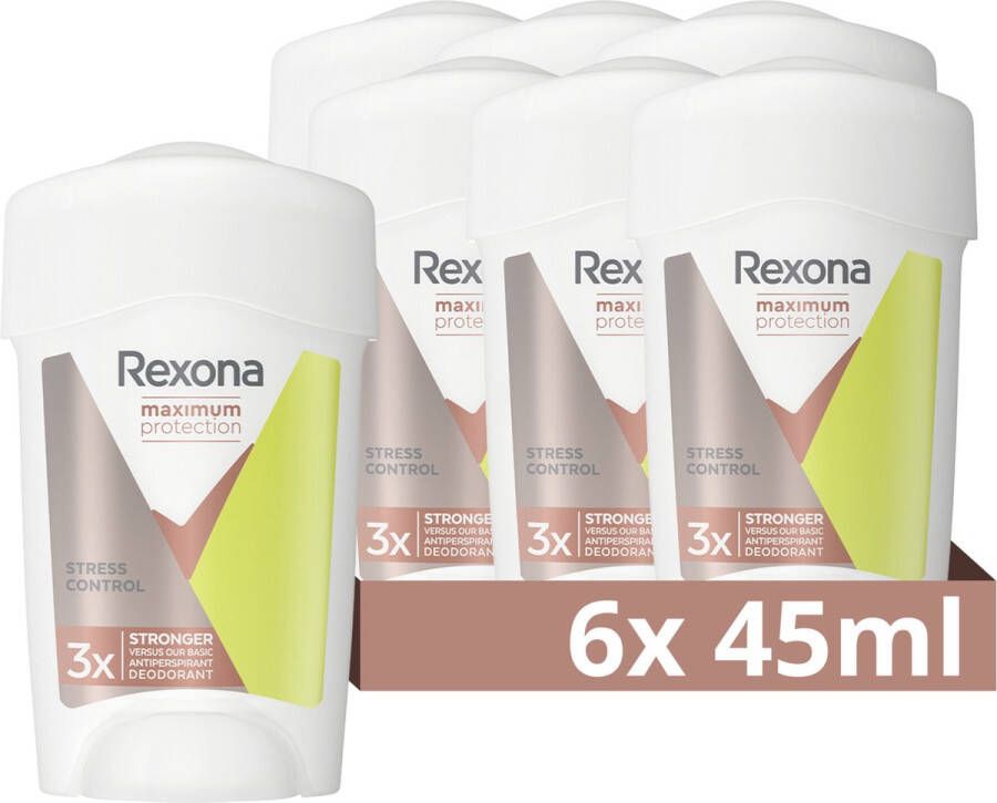 Rexona Deodorant Vrouw Stick Women Maximum Protection Stress Control Anti-transpirant Cream 6 x 45 ML Voordeelverpakking