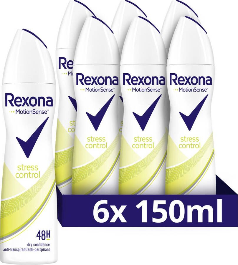 Rexona Women Stress Control Anti-transpirant deodorant spray 6 x 150 ml voordeelverpakking