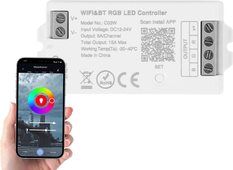 Rextech Losse wifi controller voor RGB led strips Werkt met IKEA Tradfri Osram Lightify en Tuya Smart Life