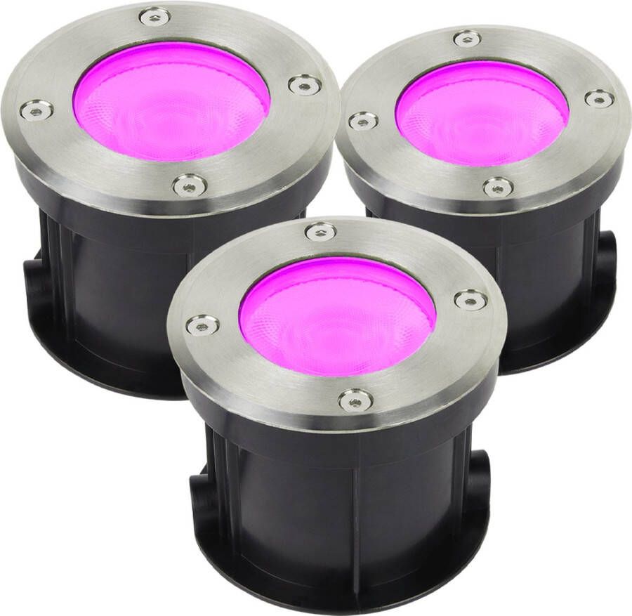 Rextech Slimme Zigbee inbouw grondspot 9W rond RGBWW Slimme verlichting Starterset 3 stuks