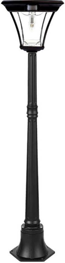 RexTech Solar buitenlamp Lantaarnpaal 'London' 135 cm hoog 2 lichtstanden Met bewegingssensor Buitenlamp met sensor Lantaarnpaal voor buiten Lantaarn voor buiten op zonne-energie Zwart
