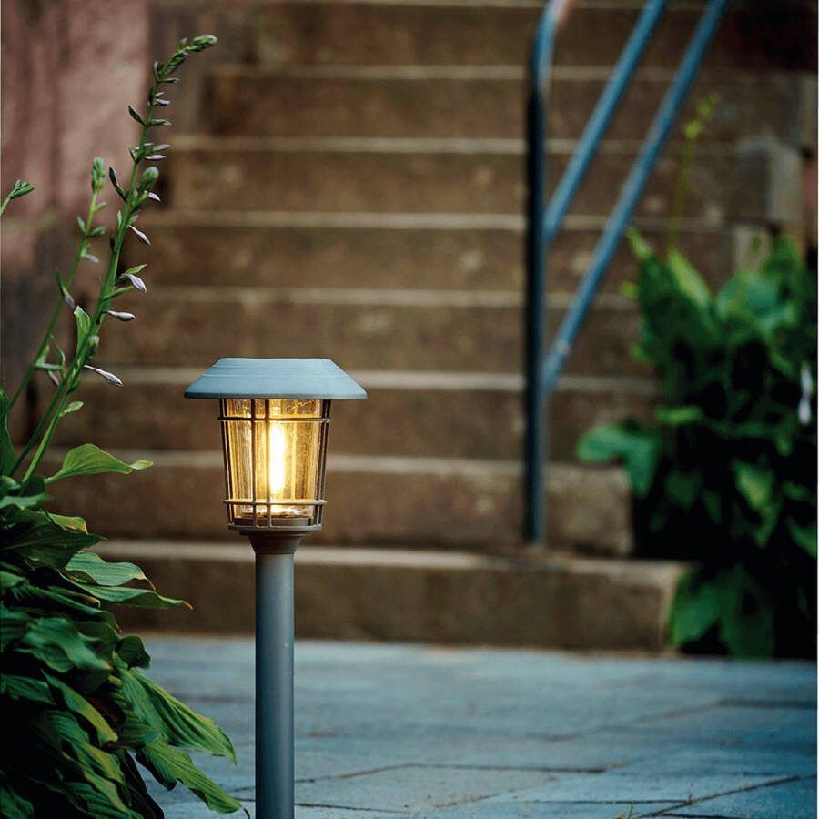 Rextech Solar priklamp 'Avenue' buiten Warm wit licht Padverlichting op zonne-energie Buitenlamp Metaal Zwart