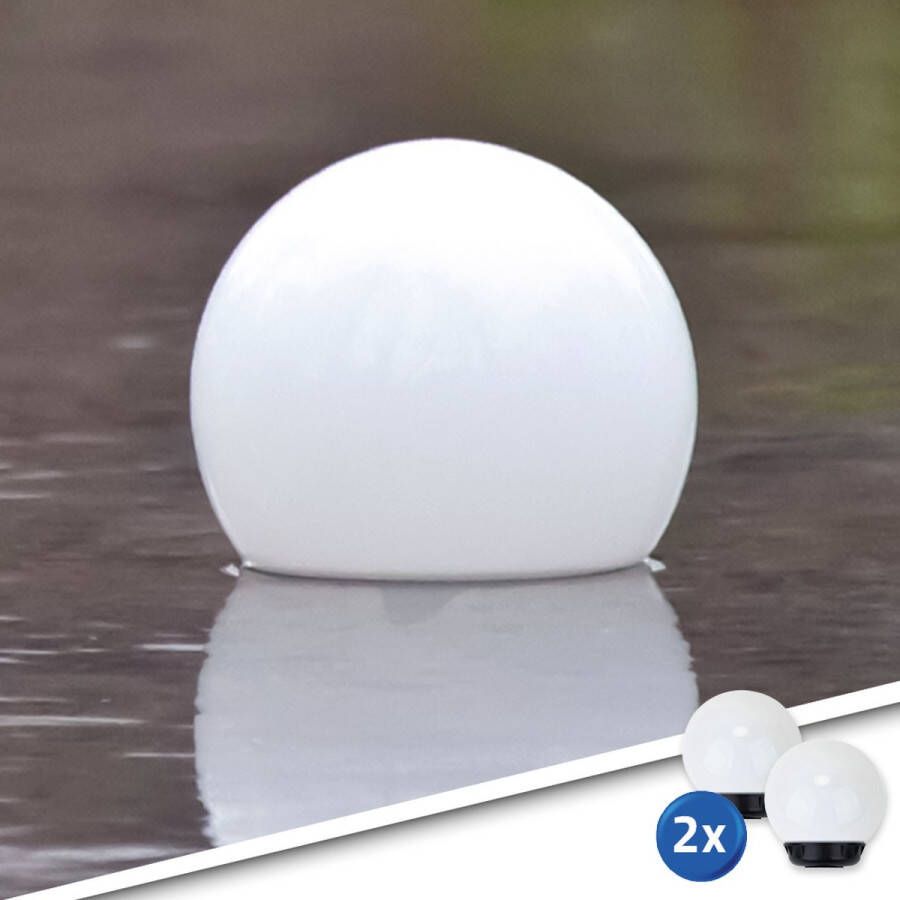 RexTech Solar tuinverlichting Float Voordeelset van 2 stuks Drijvende vijverlamp en priklamp in één Warm wit licht