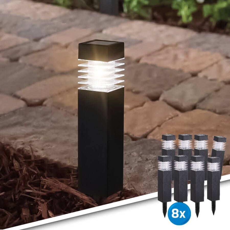 RexTech Solar tuinverlichting pad 'Condor' Voordeelset van 8 Buitenlamp Priklamp op zonne-energie