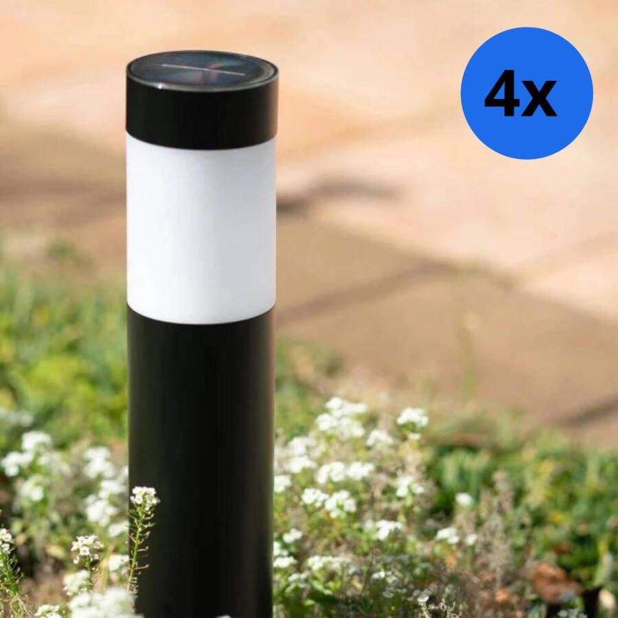 RexTech Solar tuinverlichting priklamp Lucifer zwart Padverlichting op zonne-energie Set van 4 buitenlampen