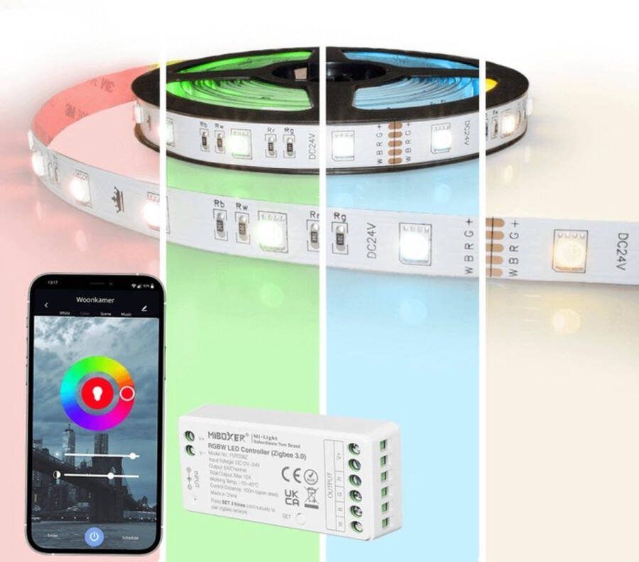 Ledstripkoning Zigbee ledstrip White and color ambiance Werkt met de bekende verlichting apps 10 meter