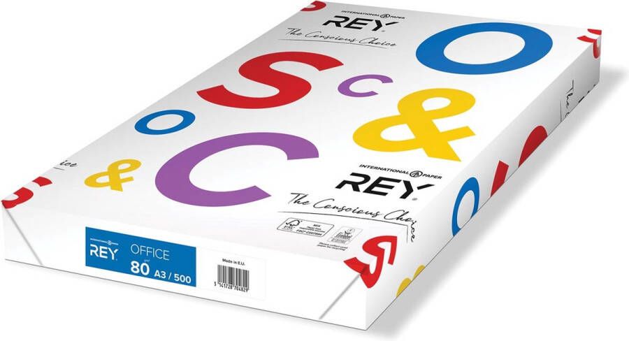 Rey Office Document printpapier ft A3 80 g pak van 500 vel 5 stuks