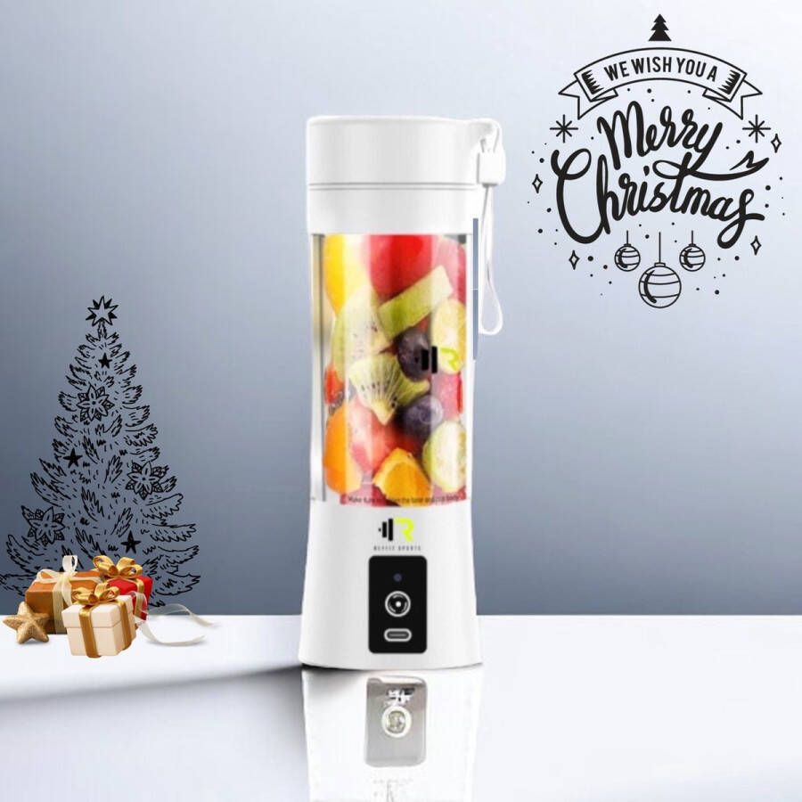 ReyFit Sports Draagbare Blender – Blender To Go – Portable Blender – Smoothie maker Protein Shaker Mixer Draadloos USB Oplaadbaar Wit White Sint & Kerstcadeau