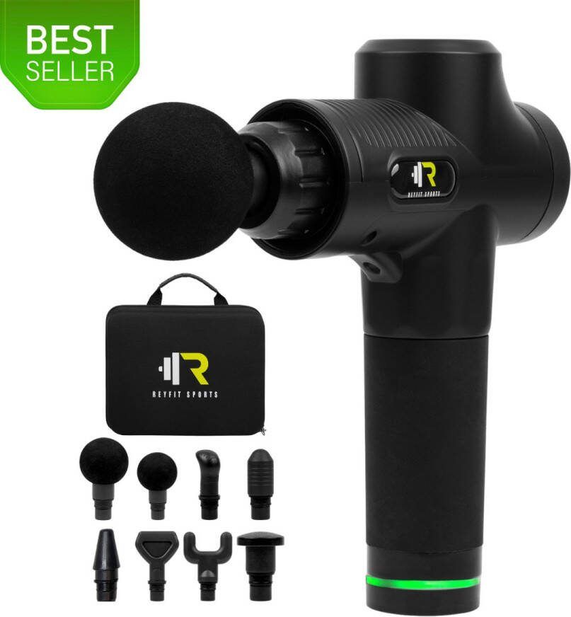ReyFit Sports Massage Gun Pro 30 Standen en 8 Opzetstukken Sport En Relax Massageapparaat Massage Pistool Fitness Spier Massagegun Inclusief Koffer