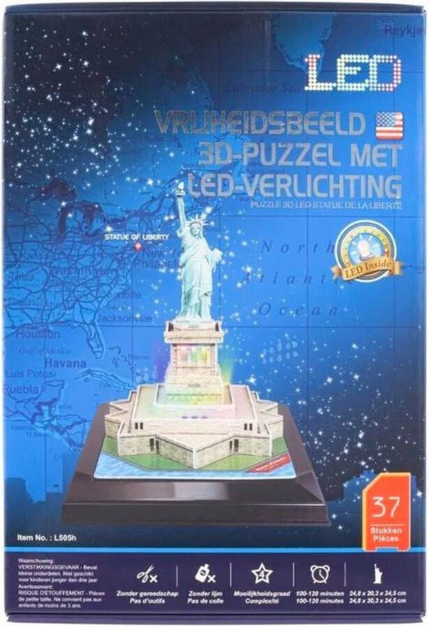 Reykja Vrijheidsbeeld 3D Puzzel met Ledverlichting